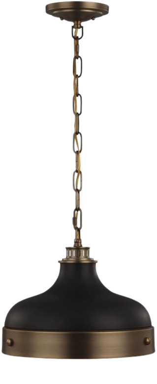 Cadence Two-Light Farmhouse Brass Pendant – 13" Wide x 13" High